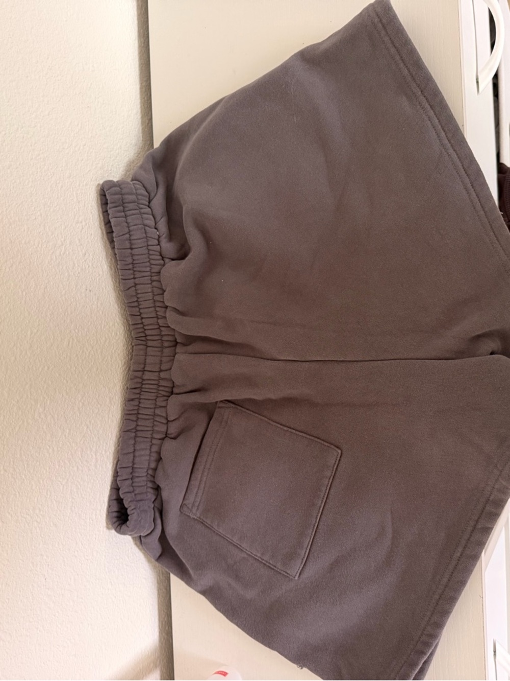 White Fox Boutique Size M Charcoal Gray Shorts with Pink Logo - Picture 2 of 3